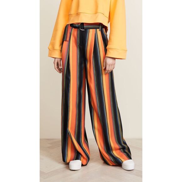 DVF Wide Leg Silk Stripe Pants Size 2 - Picture 2 of 9